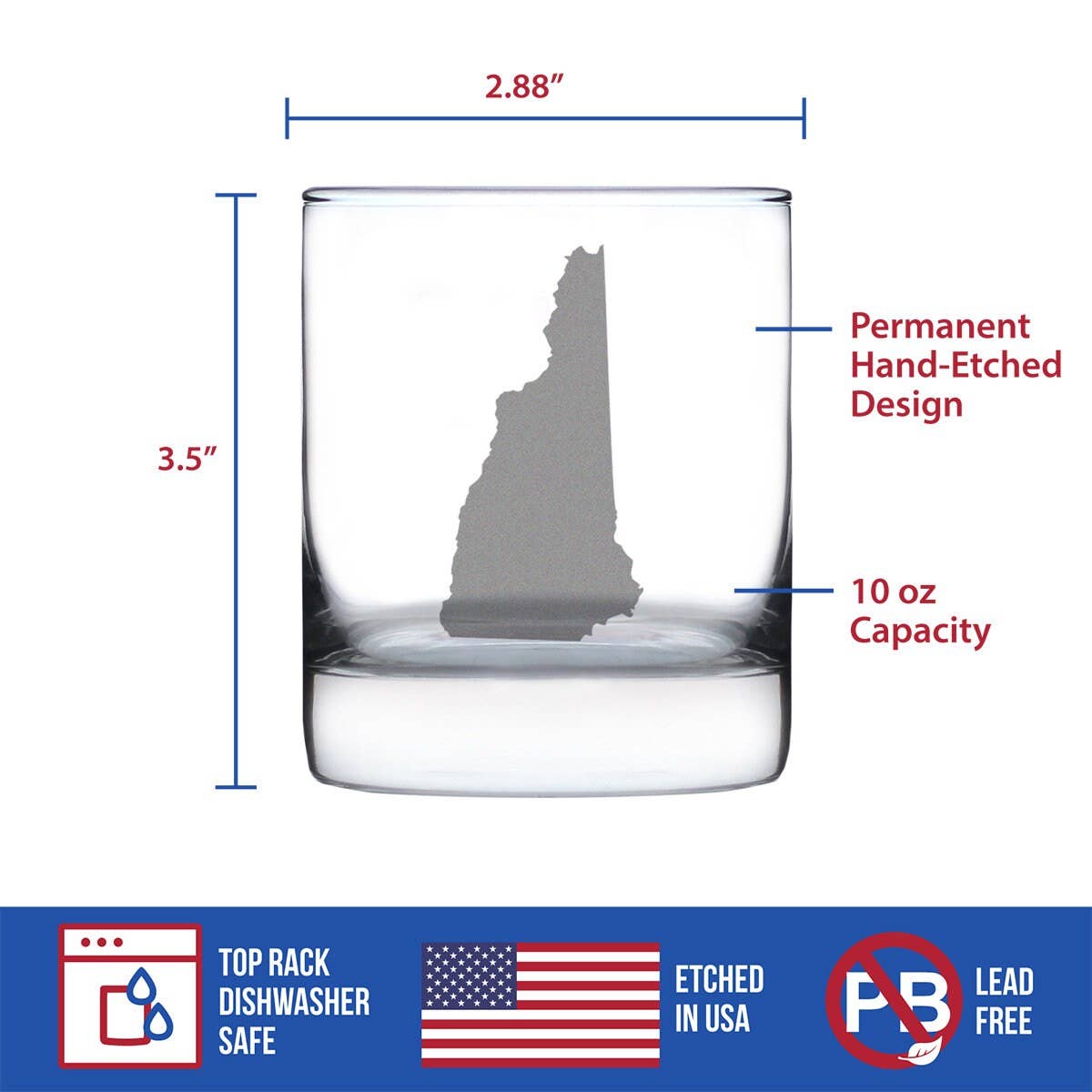 New Hampshire Whiskey Rocks Glass - Granite Staters Gifts