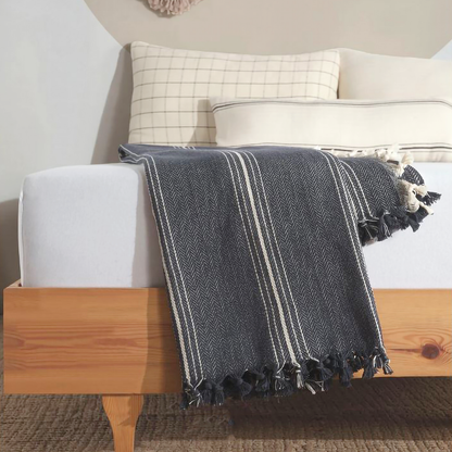 Mustard Striped Cream Throw blanket & Bedspread