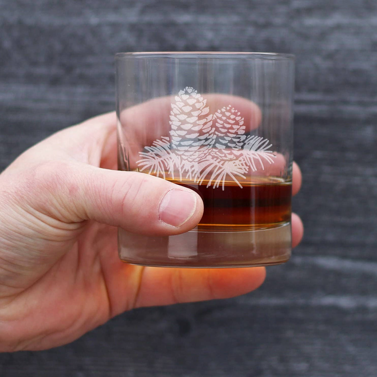 Pinecones Whiskey Rocks Glass - Pine Cone Gifts and Decor