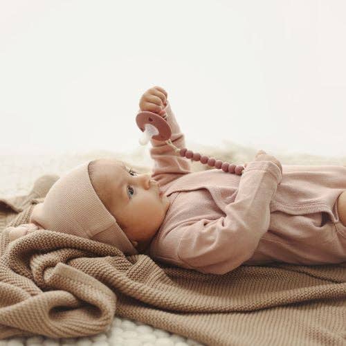 Lulababe 2 Tone Pacifier: Sage + Kahki / Hospital Nipple