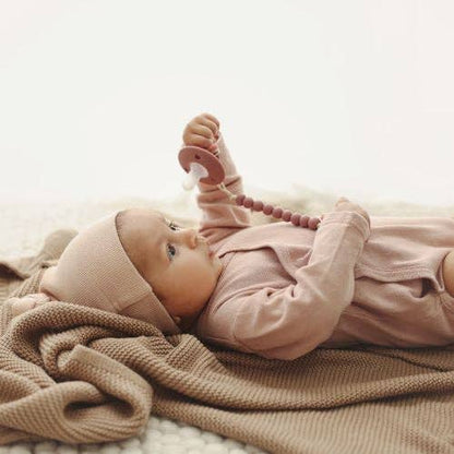 Lulababe 2 Tone Pacifier: Sage + Kahki / Hospital Nipple