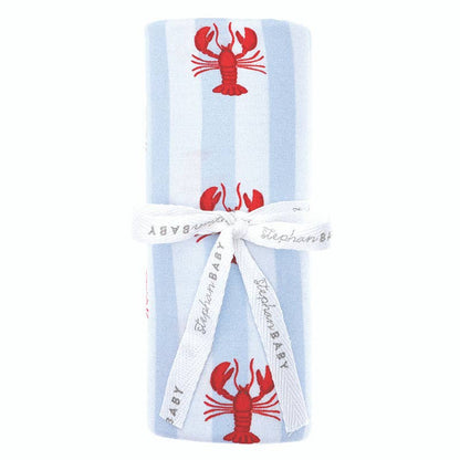 Baby Blanket - Blue Stripes + Lobsters