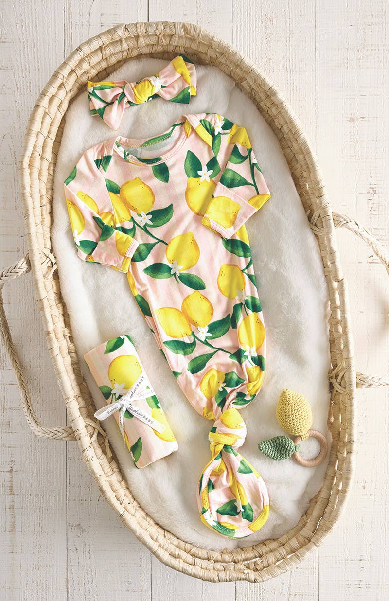 Baby Blanket - Pink Stripes + Lemons