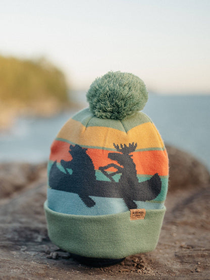 Lake Life Knit Beanie with Pom Pom Winter Hat – Canoe Adventure Outdoor Style
