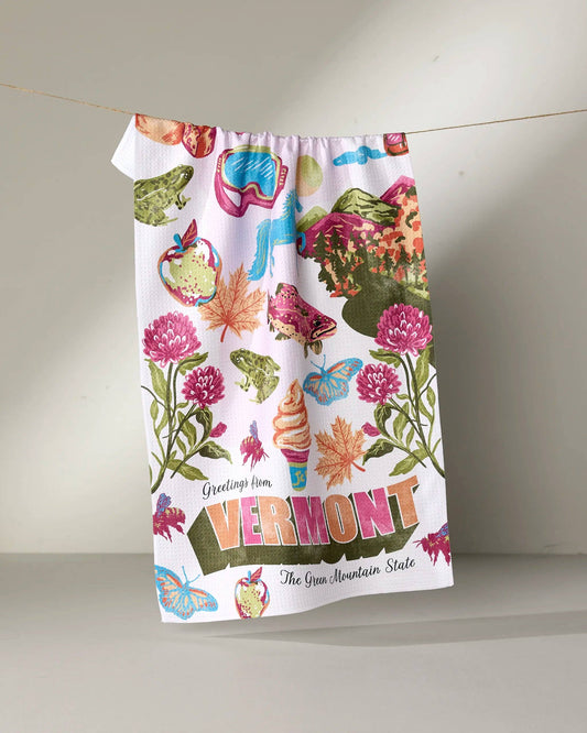 Greetings From Vermont Tea Towel