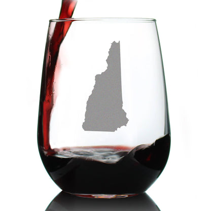 New Hampshire Map Gifts - Stemless Wine Glass - Engraved