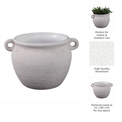 Decorative Jug Planter - White Stoneware Garden, 10 in.