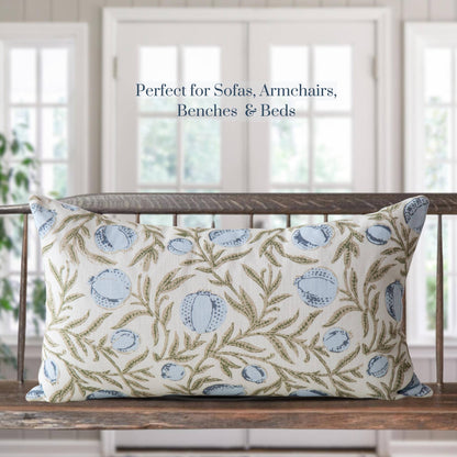 Alisa Blue Block Print Pillow Cover