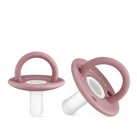 Lulababe 2 Tone Pacifier: Plum + Clear / Hospital Nipple