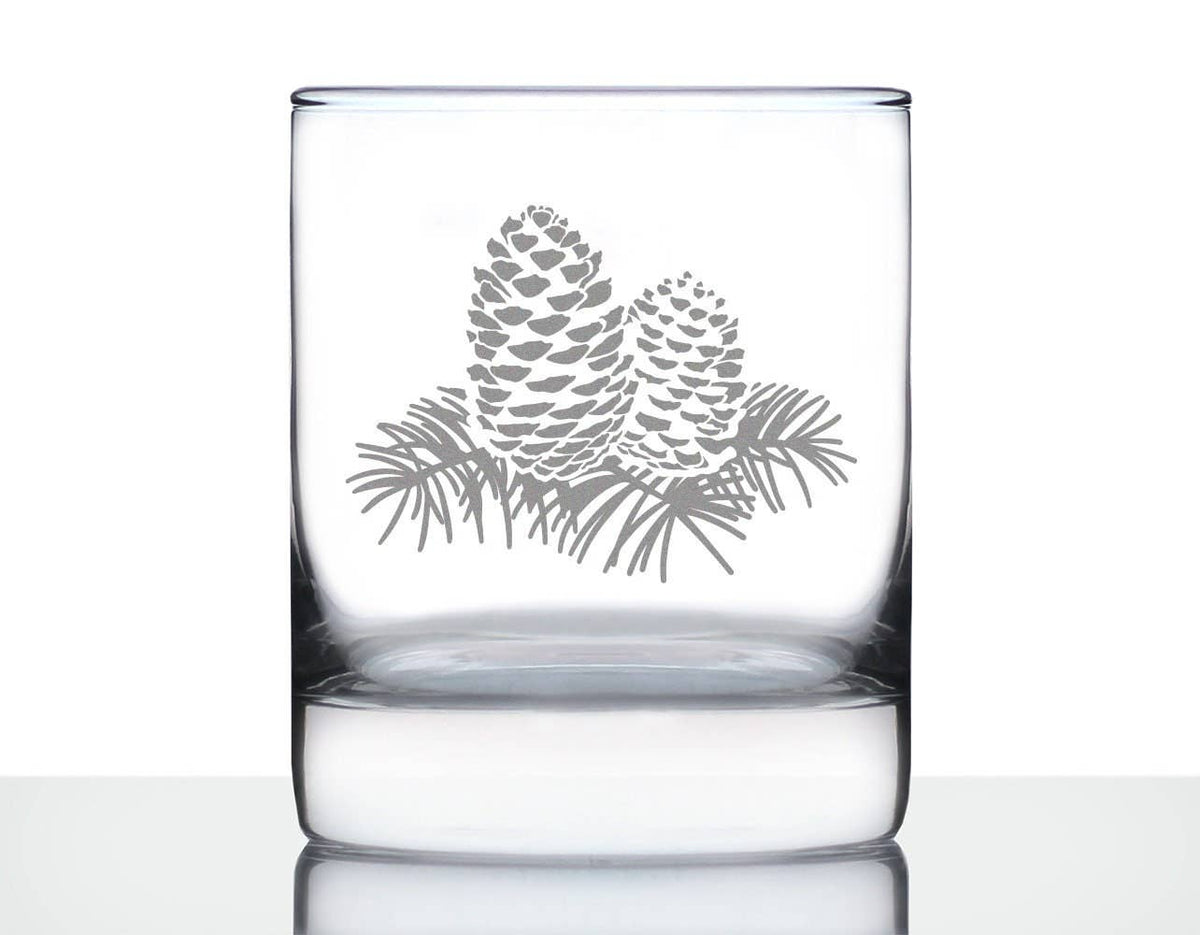 Pinecones Whiskey Rocks Glass - Pine Cone Gifts and Decor
