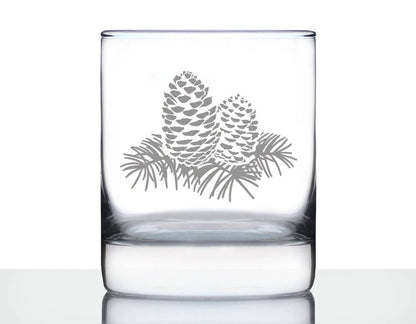 Pinecones Whiskey Rocks Glass - Pine Cone Gifts and Decor