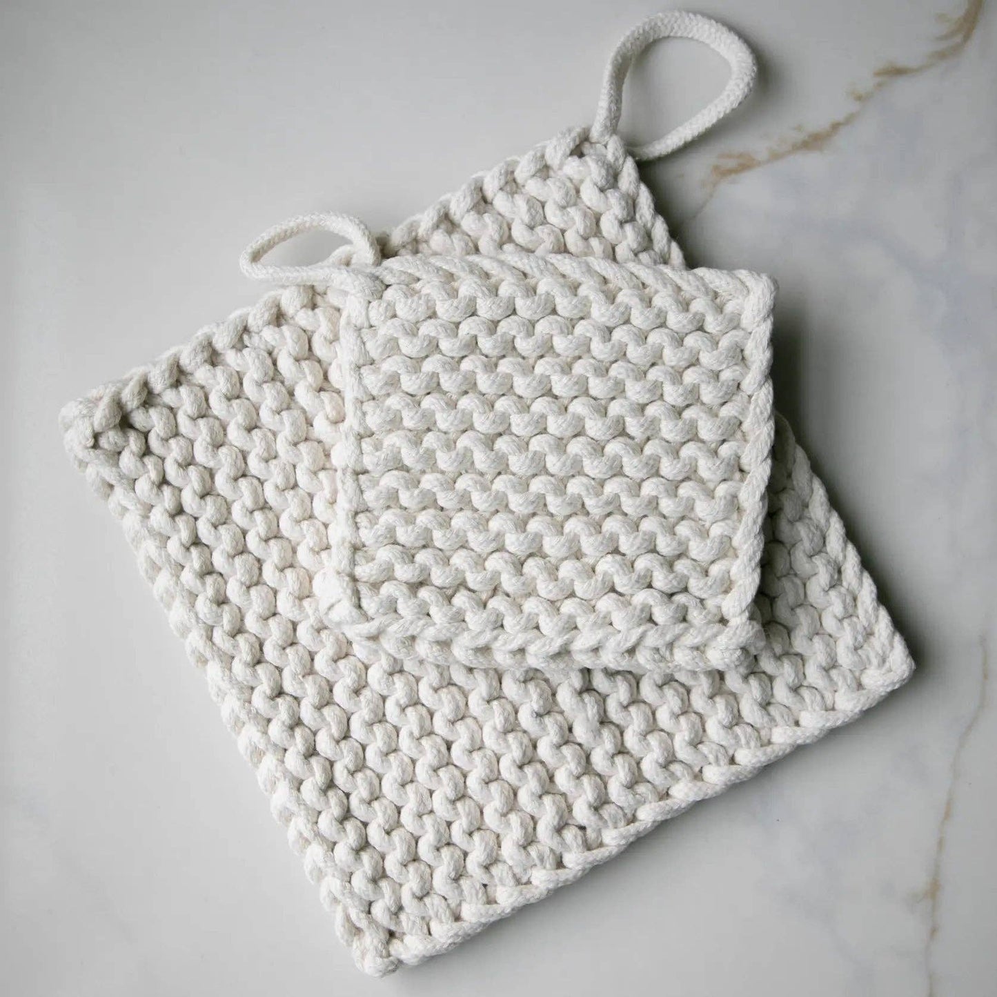 Cotton Crocheted Pot Holder: Grey Large
