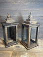 Baylor Rustic Farmhouse Wood Lantern-Home Decor-Dark Tone