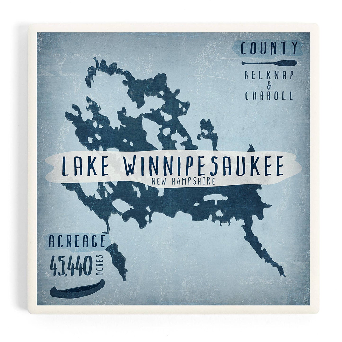Ceramic Coaster Lake Winnipesaukee, Lake Essentials, Shap