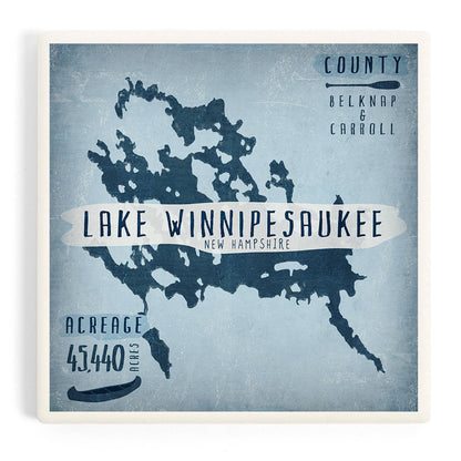 Ceramic Coaster Lake Winnipesaukee, Lake Essentials, Shap