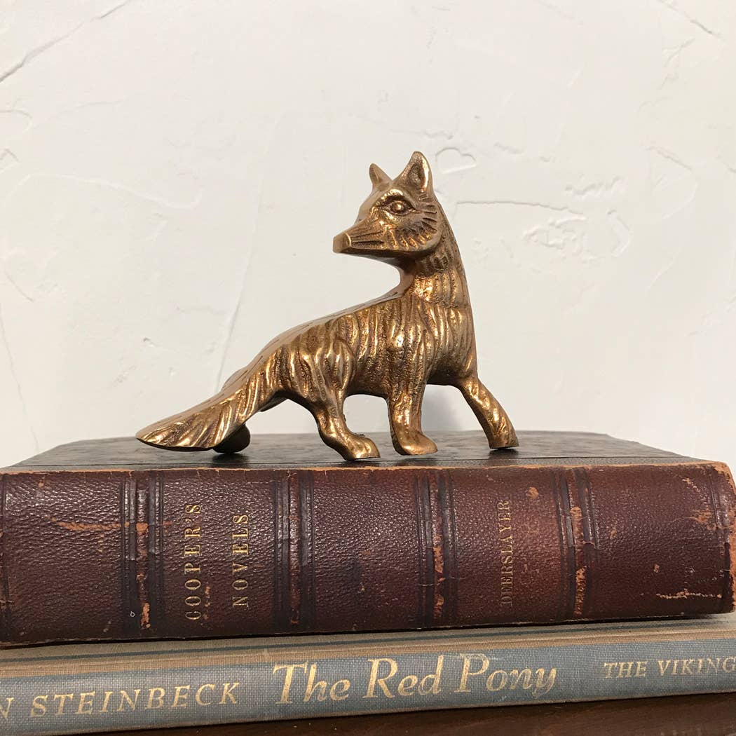 Antiqued Brass Sly Fox Tabletop Decor | Home Accents