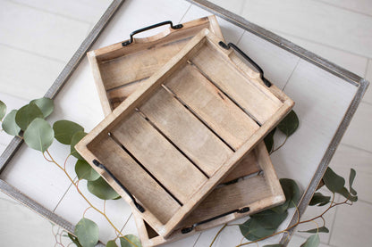 11069 - 18x12, 15x10 Mango wood nested trays, set/2 Thanks