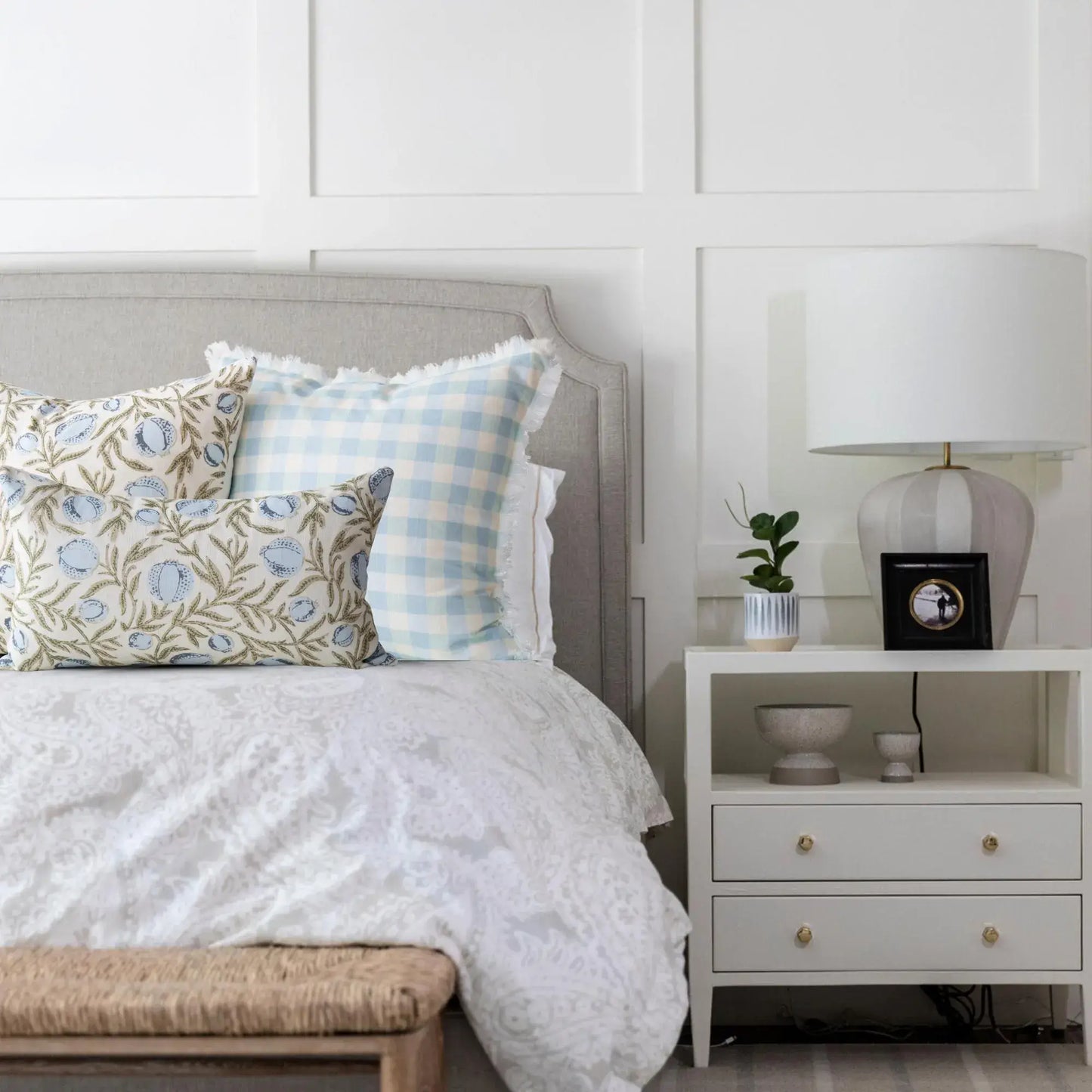 Alisa Blue Block Print Pillow Cover