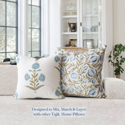 Alisa Blue Block Print Pillow Cover