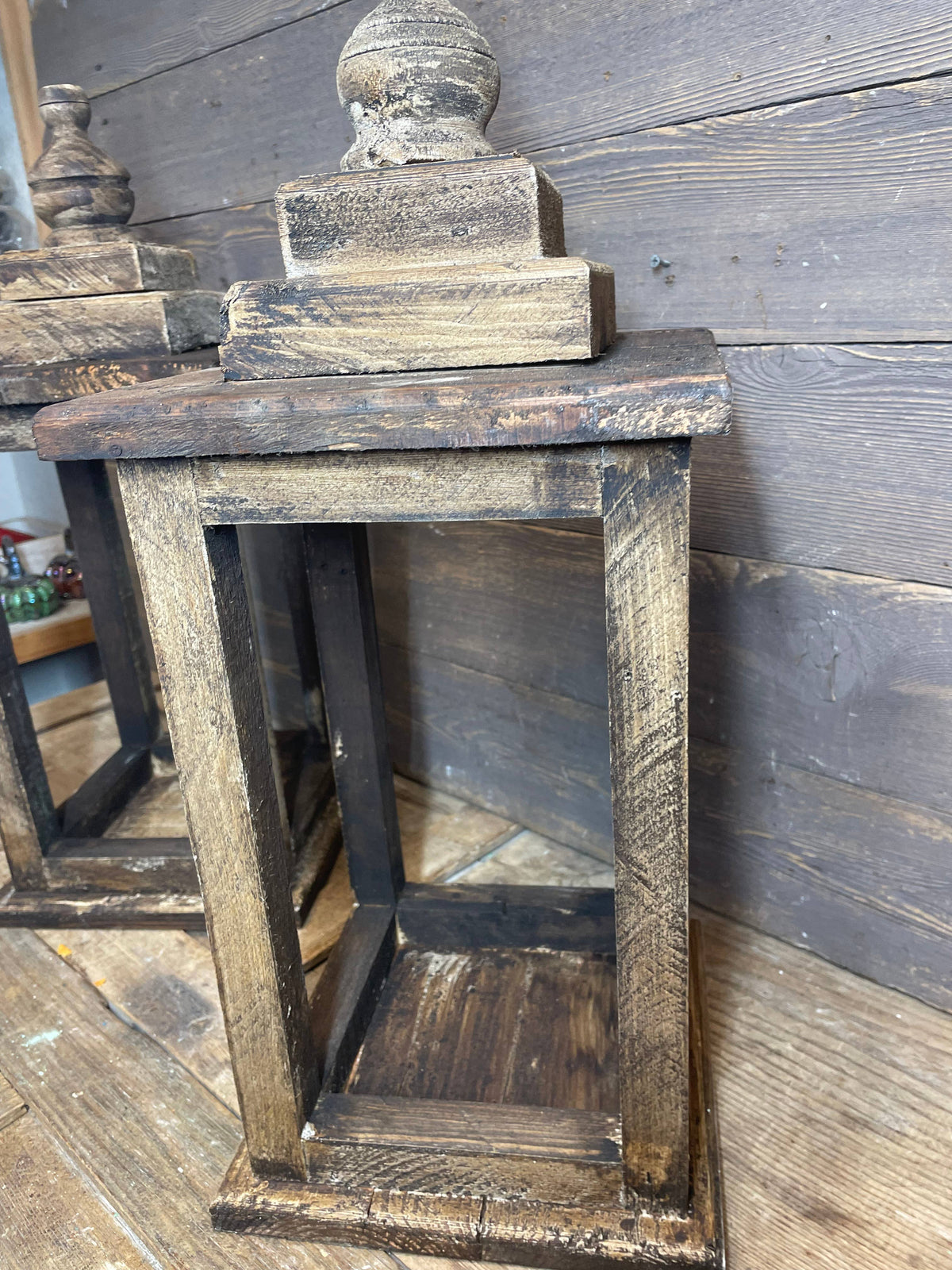 Baylor Rustic Farmhouse Wood Lantern-Home Decor-Dark Tone