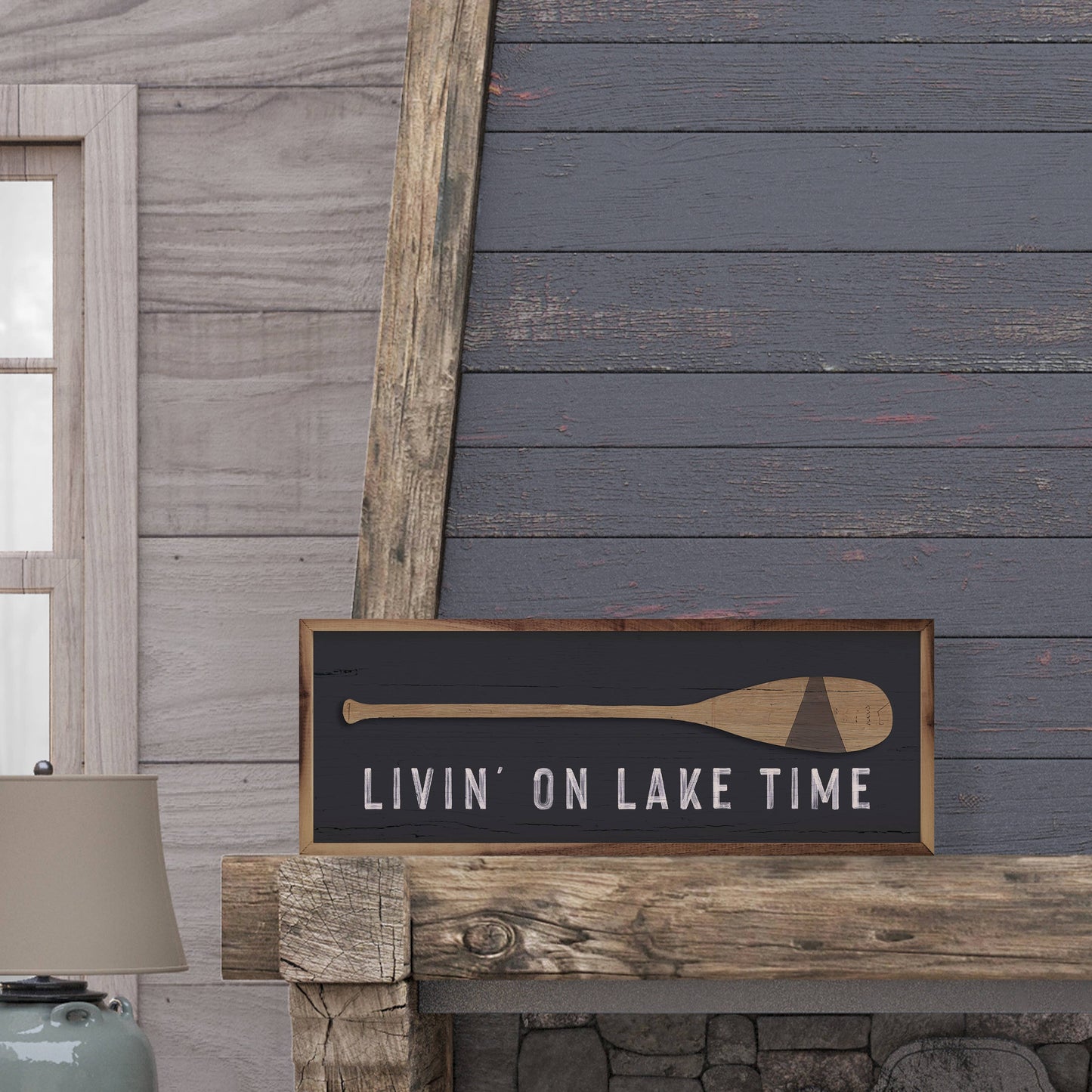 Livin On Lake Time Oar Gray