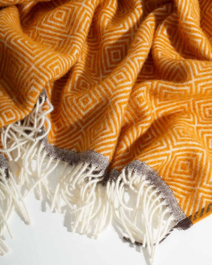 Wool throw blanket VENEZIA Yellow