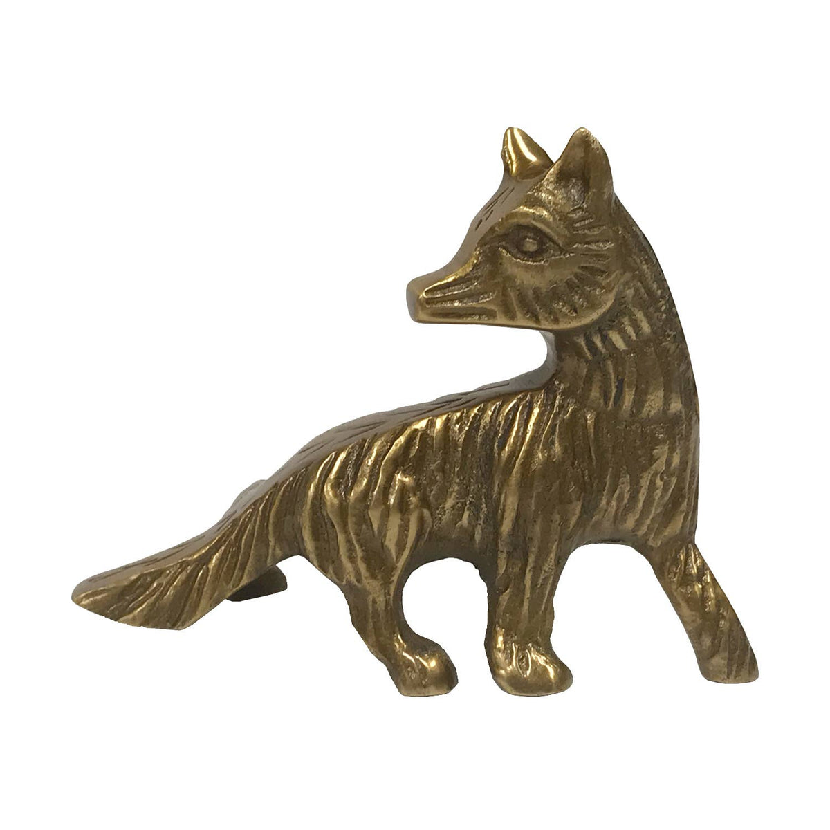 Antiqued Brass Sly Fox Tabletop Decor | Home Accents