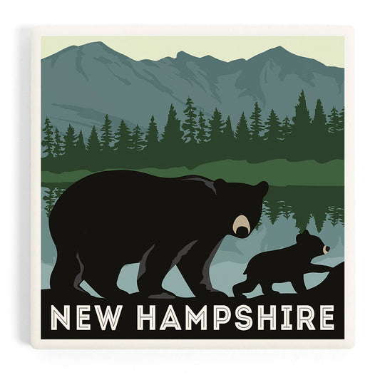 CERAMIC COASTER New Hampshire, Bears Lake & Mountain