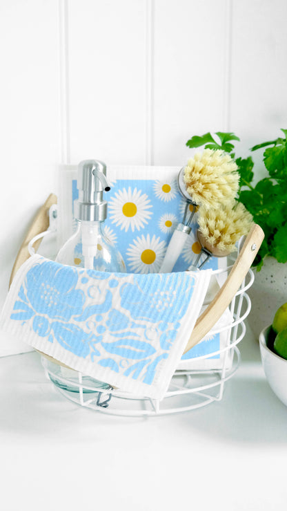Swedish Dishcloth - Botanical Design - Flora - Blue