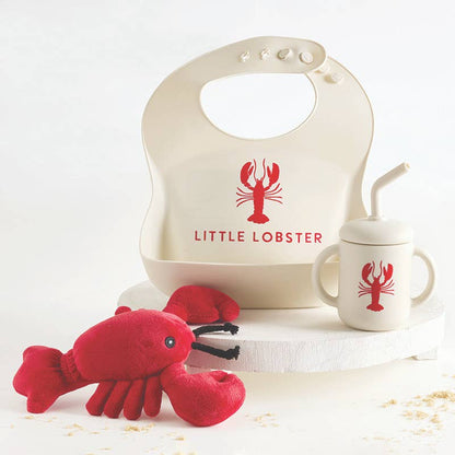Swaddle Blanket + Plush Rattle - Lobster