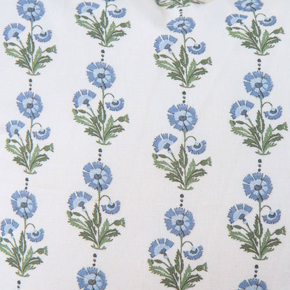 Amalthea Blue Linen Block Print Lumbar Pillow Cover