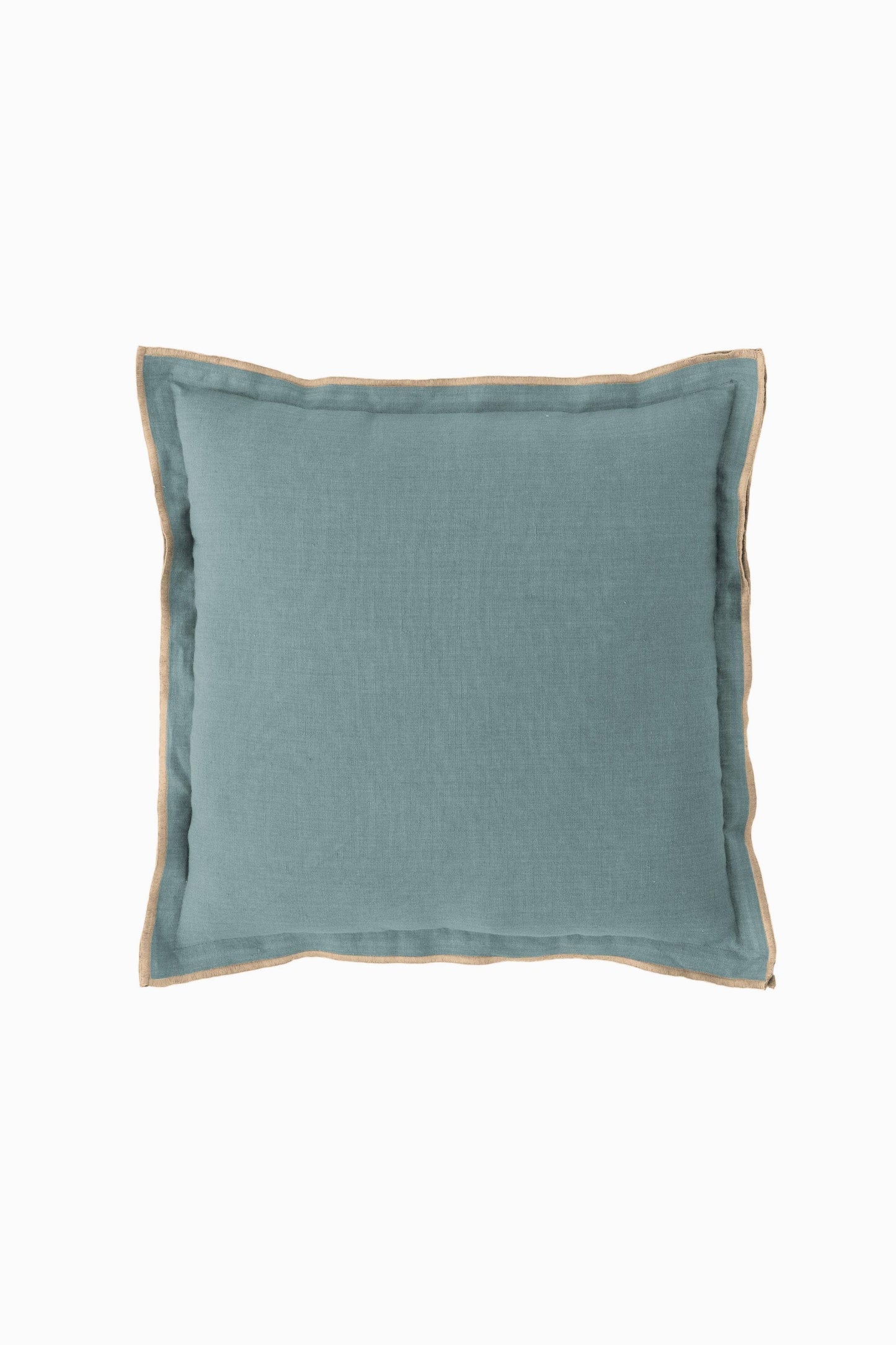 Handcrafted Linen Cushion Cover – Needlework, Neutral Charm: Aqua Blue / 18"x18" / 45x45 cm