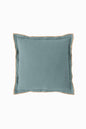 Handcrafted Linen Cushion Cover – Needlework, Neutral Charm: Aqua Blue / 18"x18" / 45x45 cm