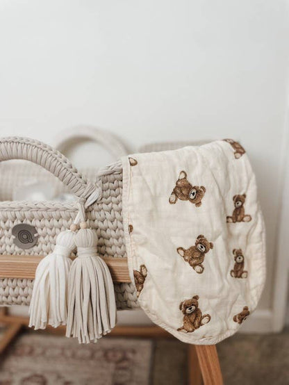 Bamboo Muslin Burp Cloth Set 2-Pack (Teddy/Taupe)