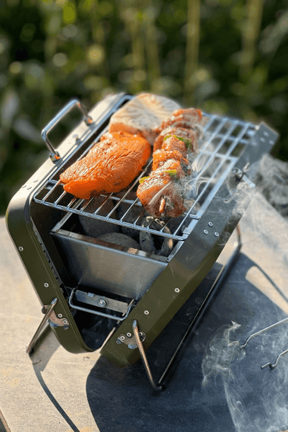 Basic Kit Portable Foldable Hunting Green Charcoal Barbecue