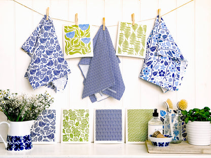 Swedish Dishcloth - Flower - Green/Blue