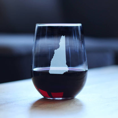 New Hampshire Map Gifts - Stemless Wine Glass - Engraved
